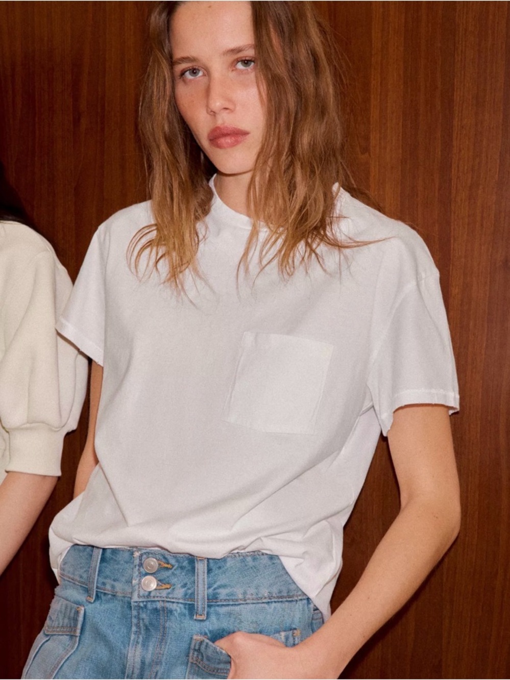 NWT ZARA Pocket T-shirt White XL